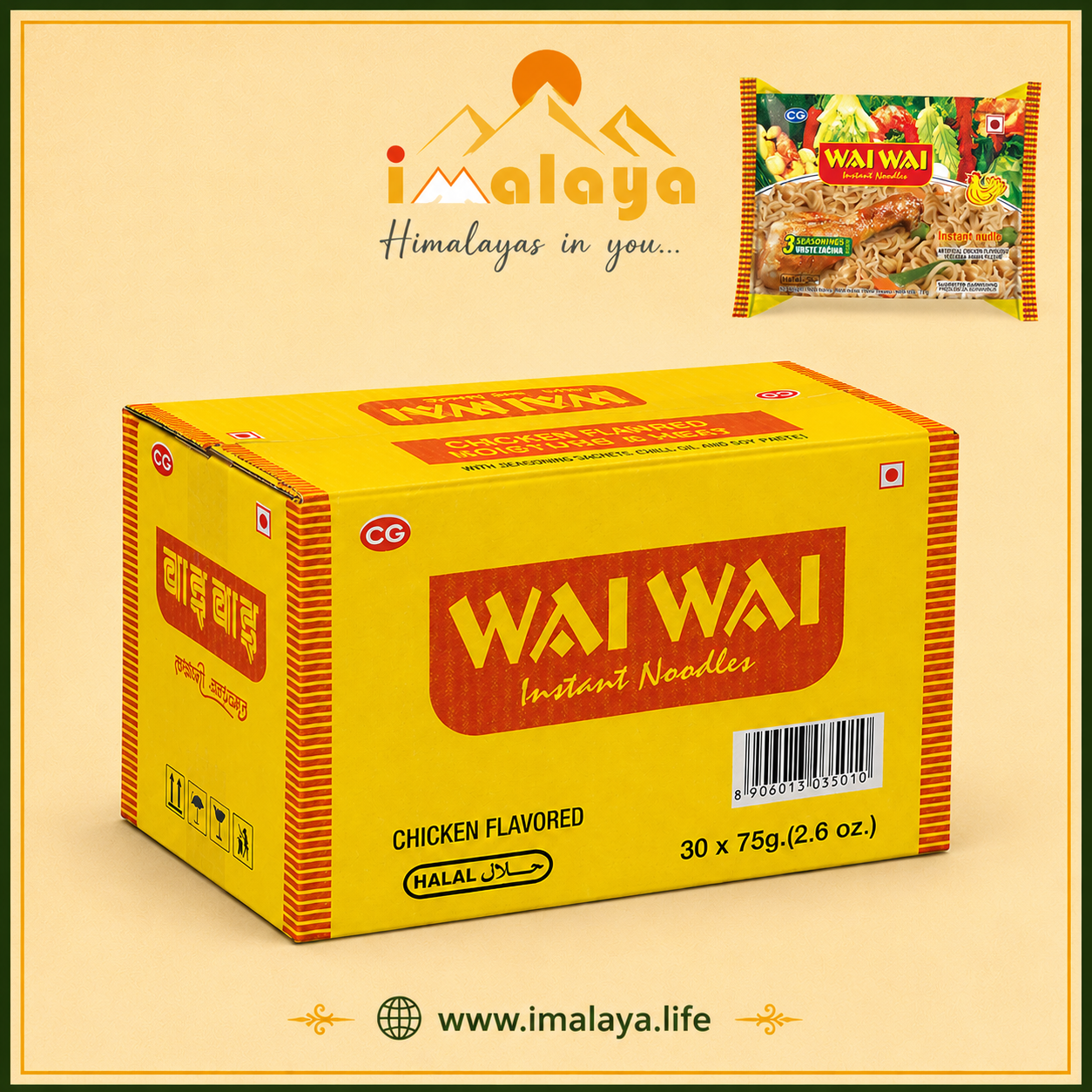 Wai Wai Instant Noodles - Box (30 zakjes)